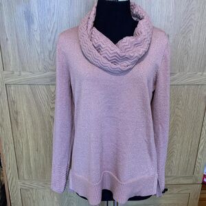 Cable&Gauge woman’s Large sweater shimmer shiny metallic turtleneck knit top